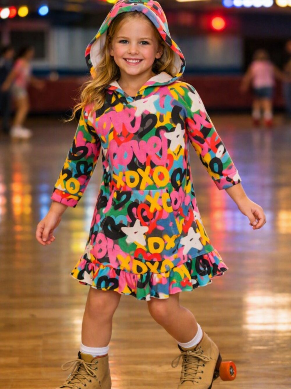 Chaser Girls Love Graffiti Hoodie Dress Kangaroo Pocket Size 6 NWT